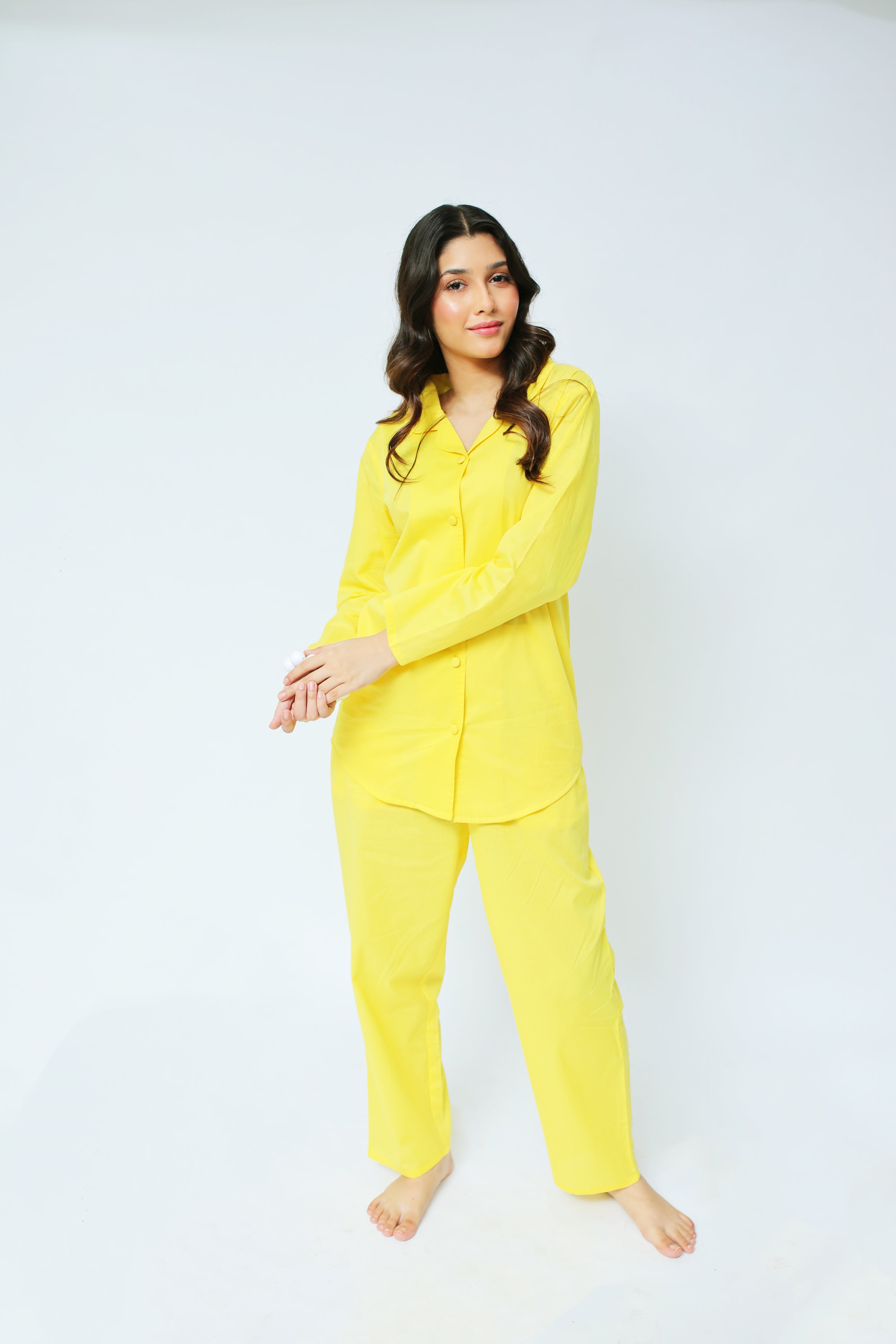 Solid Lawn PJ Set – Yellow